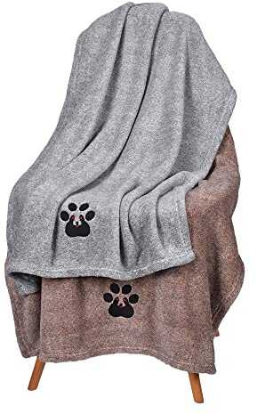 Dogvingpk Dog Towel - Pack of 2 - Super Absorbent Soft Microfiber Pet Bath Grooming Towels for Drying Dogs and Other Pets (M-36 * 28, Grey and Brown)