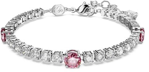 Swarovski Matrix Tennis Armband, Rhodiniertes Damenarmband mit Tiefgrünen und Klaren Swarovski Kristallen