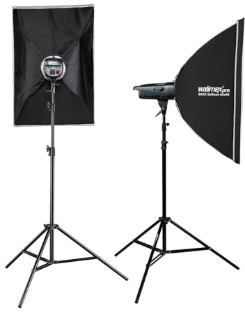 Walimex pro Emerger 400 Set Double – Flash Studio 400 WS, récepteur 2,4 GHz, Recharge Rapide, lumière LED, 16 canaux, Portable