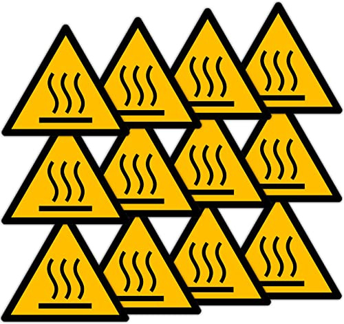 Becral - Adesivo superficie caldo/segnale triangolo W017 omologato, ASR A1.3, DIN EN ISO 7010 poliestere giallo nero (70 mm - 12 pezzi)