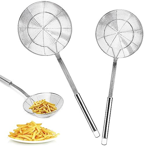 Abseihlöffel,Spinnen Sieb,Schaumlöffel Edelstahl,Spinnensieb Skimmerkelle.Geeignet zum Kochen,Braten,Dünsten und Schöpfen von Speisen in der Küche(14cm&16cm)