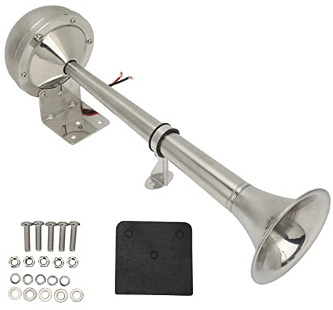 Lkw Hupe Luft Horn, 328 DB 12 V 30 W Edelstahl-Universal-Lufthorn Drucklufthorn Lufthorn Einzeltrompetenhorn Marineboot-Lufthorn für Boote, Wohnmobile, Yachten
