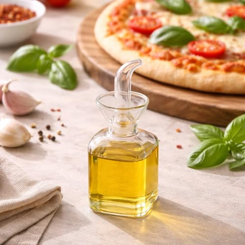 Eden & Willow Glass Olive Oil Bottle, Vinegar Cruet Bottle for Kitchen, Cooking Oil Dispenser with Non-Drip Spout (Small, 1pcs)