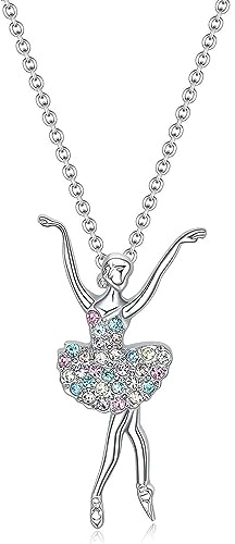 AZWOOD Ballerina Anhänger Halskette Ballerina Tänzerin tanzen Ballett Anhänger Halskette 925 Sterling Halskette mit Anhänger in Silber Ballett Tänzerin Schmuck Geschenk zum Mädchen-Stil