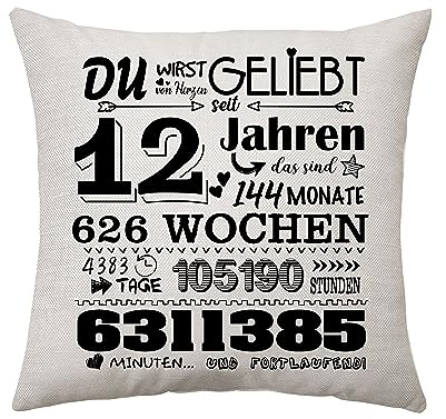 Aconesong 12. Geburtstagsgeschenk für Mädchen Junge Zierkissenbezüge Geschenk für Sie 12 Jahren Geschenke für Tochter Schwester Geschenkidee 12. Geburtstag Deko Kissenbezug 45 x 45 cm (12th)