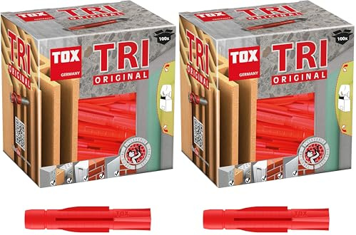 TOX Allzweckdübel Tri 7 x 36 mm, Dübel für fast alle Baustoffe, 100 Stück, 010100081 (Packung mit 2)