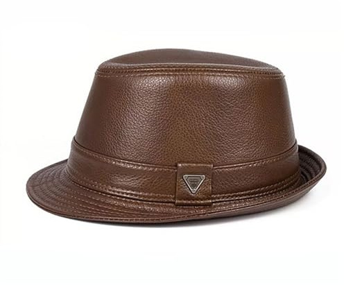 Lifup Herren Fedora Hut Echt-Leder Panama Hut Trilbyhut Herbst Winter Vintage Style Dress Hut