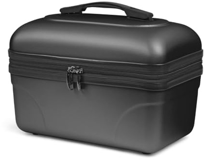 KINSTON Vanity Trousse de Toilette Cosmétiques, Rigide avec Poignée, Organisateur de Voyage, Boîte de Rangement - Grande capacité (Noir/Grand Modèle)