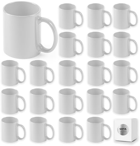 ShyaWorld 36 Tazas blancas de cerámica 370ml presentada en caja individual. Aptas para microondas y lavavajillas. (Blanco, 36)