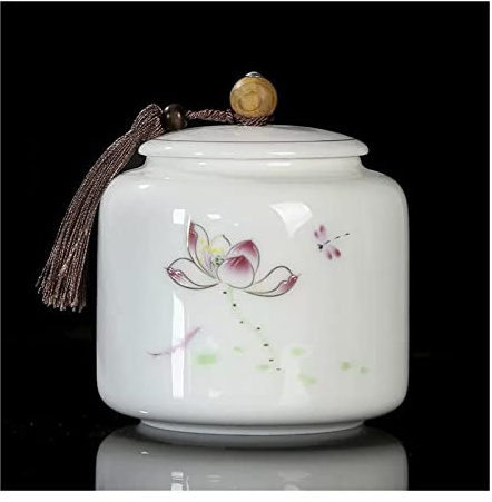 Tea Tins Chinese Style Pattern Decoration Oriental Ceramic Tea Tin Porcelain Tea Canister for Loose Tea, Airtight Tea Caddy Food Storage Jar Canister Food Canisters 23.67oz/700ml Tea Storage Container