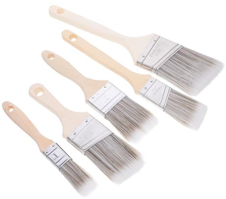 Mikikit 5stücke Nylonpinsel Mit Holzgriff Tragbar Und Wiederverwendbar Zum Malen Und Gestalten Von Wänden Geeignet Für Profis Und Hobbykünstler