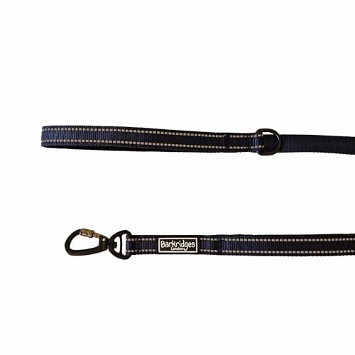 Barkridges® Premium Triple Handle Dog Lead Leash | Traffic Handle | Secured | Locking Clip | Padded Handle | Safety Reflective Strips | Comfortable for Small Medium Large Dogs (Dark Blue, 150cm)