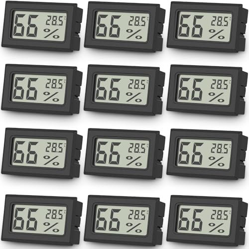 Vaikby 12-Pack Room Thermometer Hygrometer - Digital Humidity Meter & Temperature Gauge with Large LCD Display for Home, Office, Greenhouse, Baby Room - Thermometer Room Temperature & Hydrometer