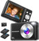Digitalkamera, Nsoela Fotokamera Kompaktkamera mit 32GB Karte 44MP Fotoapparat 1080P HD Vlogging Kamera LCD-Bildschirm 16X Digitalzoom & 2 Batterien für Teenager,Anfänger (Schwarz)