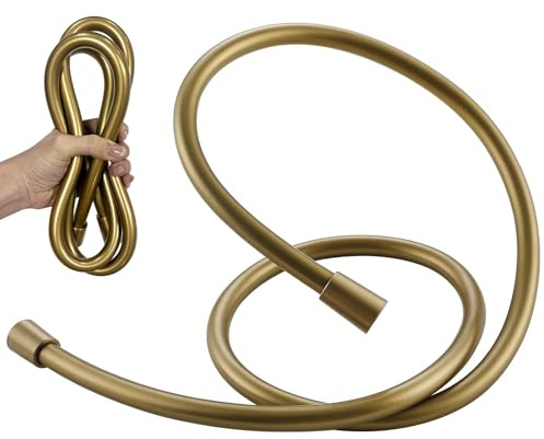 TRIPHIL Kink-free Silicone, 118 Extra Long Flexible Handheld Shower Head Hose Replacement, Premium Anti-Explosion RV Shower Hose with Brass Insert and Nut, Brushed Gold
