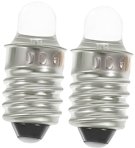 CANIGHT 2pcs 6v Led Miniature Flashlight Bulb Replacement for Torch Base Compact Size Energy Saving for Camping and Emergency Lighting
