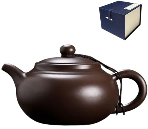 NIUKOMY Yixing Zisha Teekanne 400ML mit Geschenkbox, Schwarz | Chinesische traditionelle Kung Fu Teekannen Ton, für Losen Tee, Da Hong Pao, Tieguanyin, Schwarztee, Teeliebhaber, Teekunst
