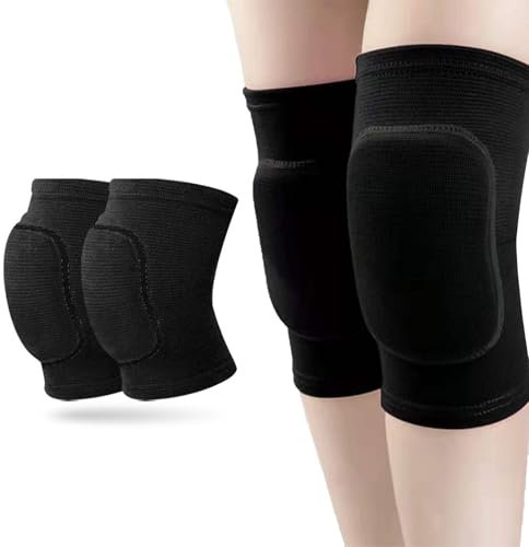 YJSDDNTY Ginocchiere per pallavolo, calcio, pallacanestro e adulti, 1 paio/una confezione, nere per pallavolo, protezione morbida in spugna