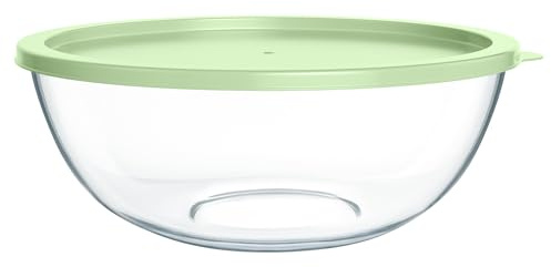Quald Extra Large Glass Mixing Bowls Clear Glass Salad Cooking Bowls for Kitchen Salad Bread Storage (6 Qt)