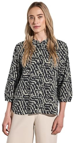 Street One A345634 Blusa Stampa con Volant, Nero, 44 Donna