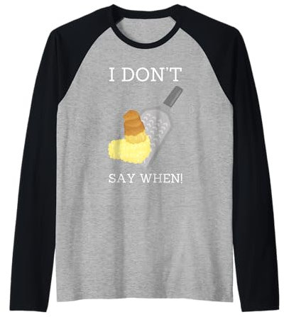 I Don't Say When! Fromage râpé au parmesan et au cheddar amusant Manche Raglan
