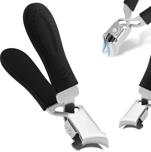LOPHE Taglia Unghie Ergonomiche, Ampia Apertura Anti-Splash Tagliaunghie Inclinate, in Acciaio Inossidabile, Tagliaunghie Curve per Uomini Donne Anziani(Nero)