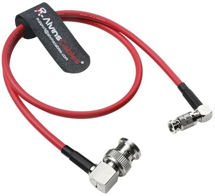 Alvin's Cables Micro BNC a BNC Cavo 12G-SDI ALTA VIDEO 4K Video Cavo coassiale, 75 ohm Ultra-soft per assistenza video blackmagic 5 monitor, rosso, angolo retto 50cm | 19,7 pollici