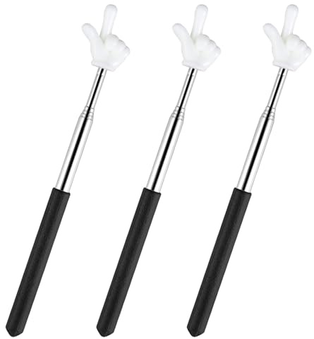 COZERI 3 Stück zeigestab ausziehbar 21-69cm Edelstahl,zeigefinger stab, Teleskop Lehrer zeigestab finger Pointer für Kinder Lesen Unterricht Klassenzimmer Präsentation