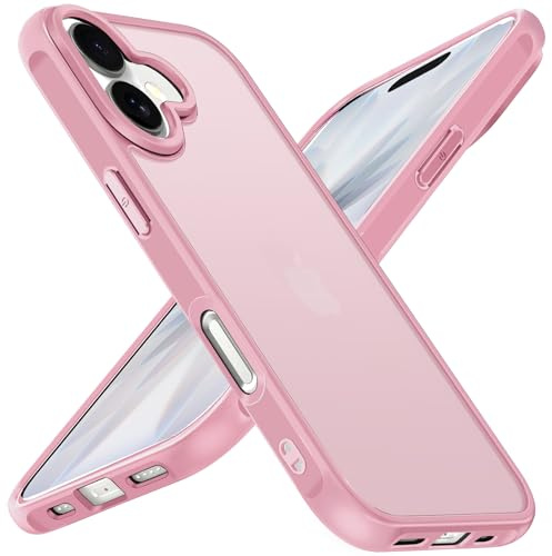 ivoler Funda Mate Rosa Claro para iPhone 17, [Protección Grado Militar] Carcasa Protectora Antigolpes, Trasera Translúcida Antihuellas y Antiarañazos Duro PC Respaldo Delgado Bumper Case