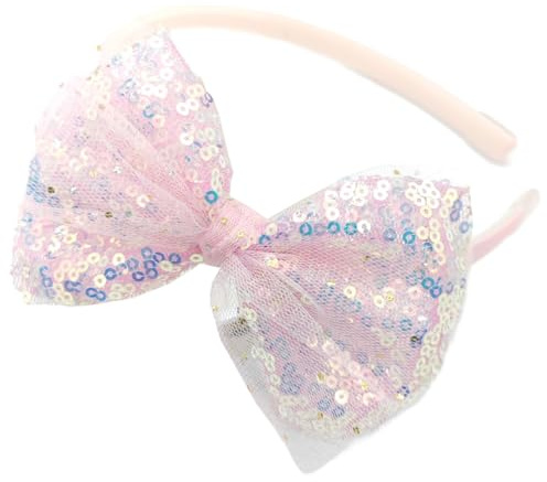 1 Stück Mädchen Stirnbänder,Schleife Haarreif,Pailletten Haarbänder,Glitzer Haarband,Glänzend Haarschmuck,Bow Headband für Damen,Outdoor,Sports,Yoga,Party,Hochzeit,Rosa