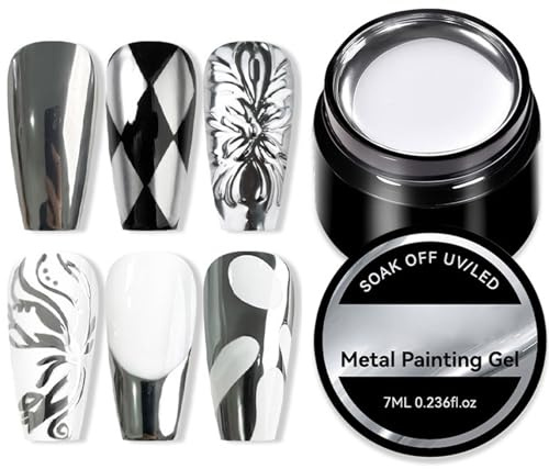 Smalto per unghie in gel argento cromato, vernice riflettente, flacone da 7 ml per manicure effetto metallo 3D, finitura lucida a specchio, formula super luminosa, facile da applicare