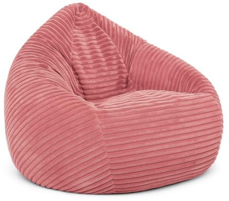 PATCH HOME Cordino Drop Sitzsack aus Breitcord – Bodensitzsack mit EPS-Füllung – Bequemer Lounge-Sessel für Erwachsene & Kinder – 3 Größen – Stylischer Cord Sitzsack mit Reißverschluss (Rosa, L)