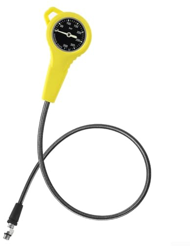 Springwillfly Manometro ad alta resistenza in fibra di carbonio per immersioni subacquee 7/16 filettatura 20UNF quadrante luminoso per il monitoraggio della pressione del cilindro sott'acqua (giallo)