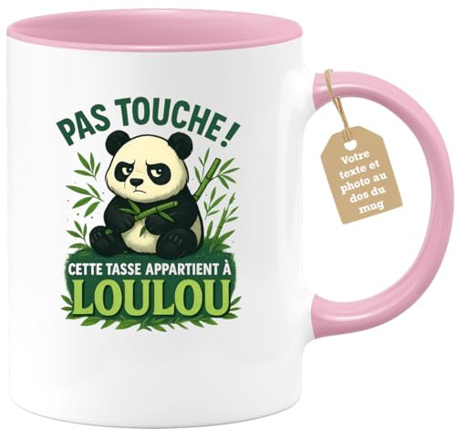quotedazur Café-Croissant - Mug Personnalisé Pas Touche Tasse Pour Loulou, Cadeau Noël Et Amoureuse - Rose/Céramique