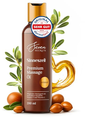 Massageöl für genussvolle Massagen 200ml XXL intimgeeignet (Dermatest: SEHR GUT) - Erotik Massage Öl - Mit wertvollem Mandelöl für intensive Pflege