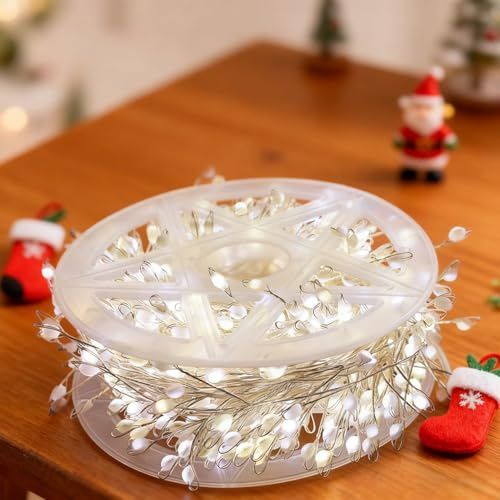 LED Feuerwerkskörper-Lichterkette für die Feiertagsdekoration – Kupferdraht-Feuerwerkskörper-Lichterkette, für innen und außen, Weihnachtsbaum und Kaminbeleuchtung (#1, 20m europäischer Standard)
