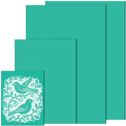 chuanhylis 4 Pezzi Linoleum per Incisione, 2A4+1A5+1A6 Pannello in Linoleum, PVC Piastra in Gomma Morbida, Blocchi di Intaglio per Incisione, Artigianato Fai da Te e Sigilli (Verde)