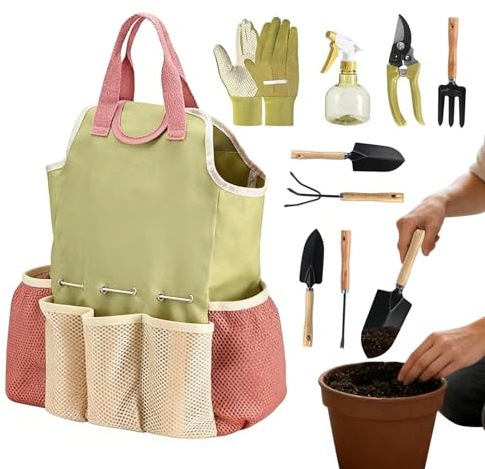 Attrezzi Da Giardinaggio Manuali - Set da 9 Pezzi per Piantumazione | Attrezzi Portatili per Diserbo | per Potatura, Diserbo, Scavo e Taglio in Giardino, Serra, Prato e Cortile