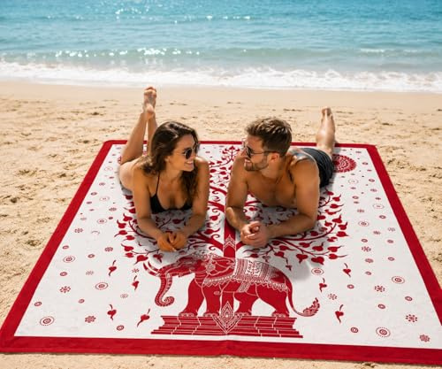 Corredocasa Telo Mare Gigante 210x240 cm in Puro Cotone 100% - Asciugamano Grande Leggero per Spiaggia e Piscina - Telo Matrimoniale Coprilettino Salvaspazio per Viaggiare - Lavabile (Elefante)