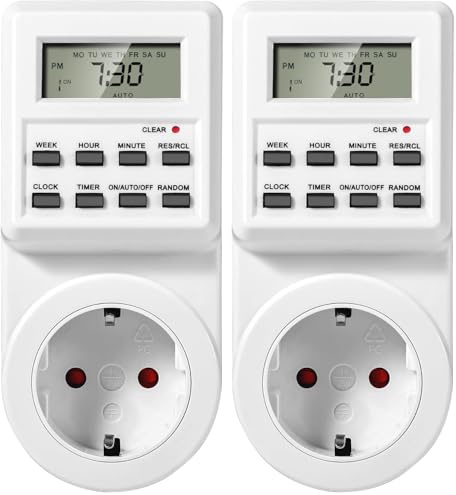 Vinabo Temporizador Enchufe Digital Programable, Toma programable de Ciclo Alternativo y repetitivo, Temporizador de Cuenta Regresiva, Toma Temporizador programable con LCD, Ahorro de Electricidad