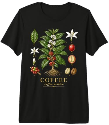 Coffee Coffea Arabica Vintage Botanical Anatomy Study Plate Premium T-Shirt