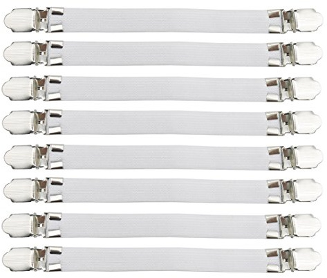 Acoser Drap Attaches,Gardez Vos Draps,Porte-Tapis,Housse de Sofa, Nappe de Table, Planche à Repasser Couverture en Position, 8.2-14.9inch(21-38 cm),8 Pièces(Blanc)