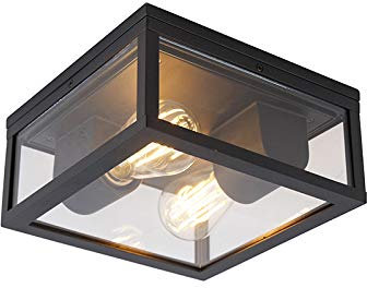 Qazqa charlois - Plafonnier - 2 lumière - L 24 cm - Noir - Design - éclairage extérieur - Salle de bains