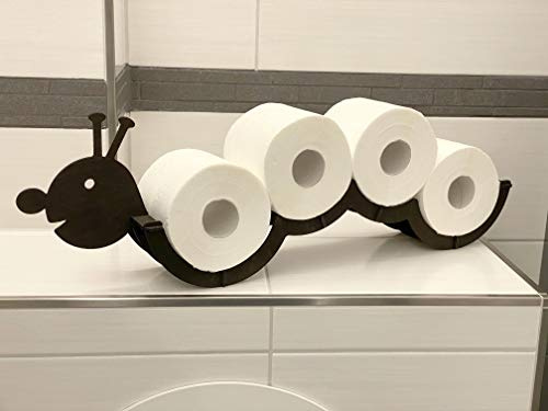 DanDiBo Toalettpappershållare trä svart rem toalettpappershållare vägg WC rullhållare reservrullshållare
