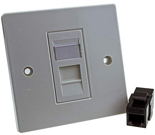 kenable Through Coupler Faceplate Cat5E 1 Port RJ45 Socket Network UK Plate