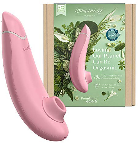 Womanizer Premium Eco Auflege-Vibrator für Sie, Smart Sex-Toy aus ökologisch abbaubarem Material, Klitoris-Sauger mit 12 Intensitätsstufen (Rose)