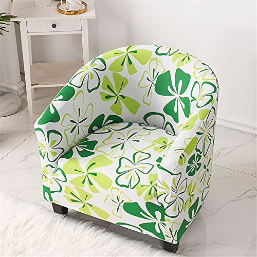 Highdi Sesselschoner Sesselüberwurf mit Elastisch Stretch Husse, Club Chair Einsitzer Schonbezug Sofabezug mit hoher Dehnung Sessel für Clubsessel Cocktailsessel (Vierblättriges Kleeblatt)