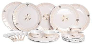 Service de table 24 pièces en mélamine - Passe au lave-vaisselle et au micro-ondes - Blanc