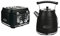 Rangemaster RMCL4S201BK Classic Black 2.1kW 4 Slice Toaster with Defrost,Removable Crumb Tray (Black, 4 Slice) & RMCLDK201BK Black Cordless Electric 1.7L 3kW Classic Kettle with Quick & Quiet Boil