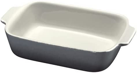 Küchenprofi Provence Plat à four rectangulaire en céramique Gris/intérieur blanc 30 x 19 x 6,5 cm Passe au four jusqu'à 260 °C Convient également pour réfrigérateur et congélateur
